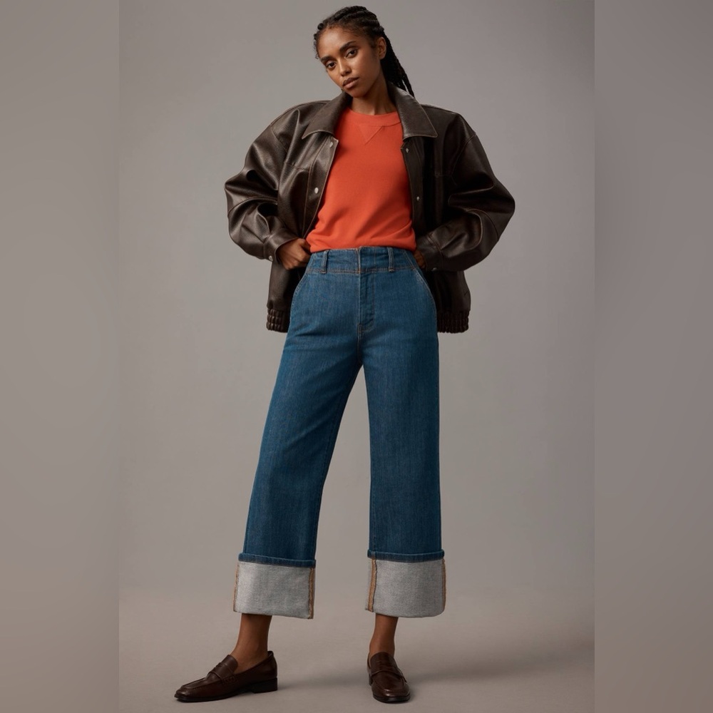 The Maisy Relaxed Cuff Mid-Rise Straight-Leg Jeans by Pilcro | Size 24P